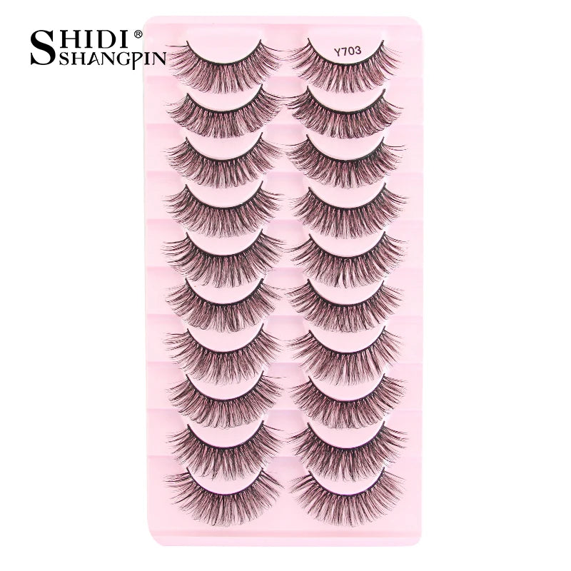 SHIDISHANGPIN 5/10Pairs False Lashes Cat Eye Eyelashes Eyelash Extension 3D Mink Half Lashes Natural Makeup faux Cils maquiagem - Blinksy